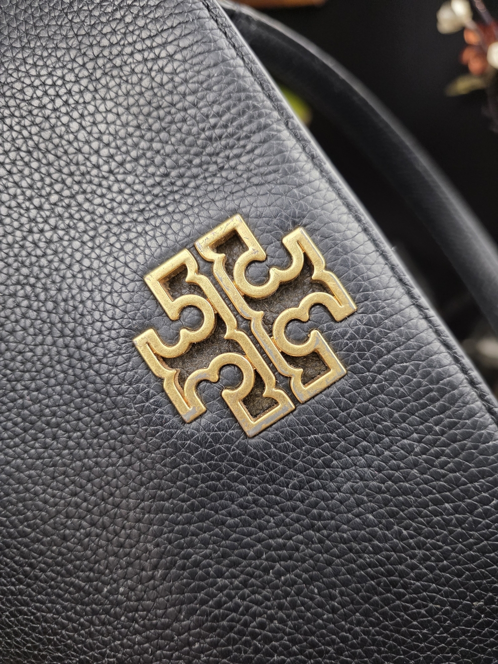 Tory Burch Black Leather Top-Handle Satchel with Gold Logo - Picture 12 of 15
